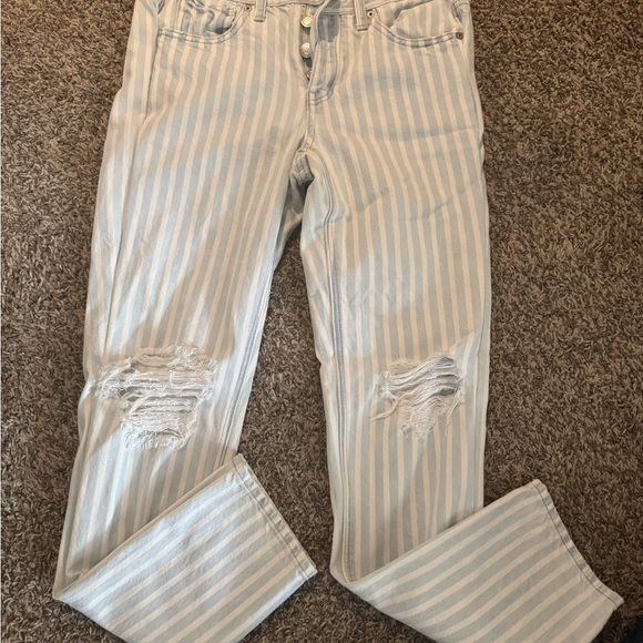 American Eagle Outfitters Denim - American Eagle Outfitters Blue and White Striped Straight Leg Jeans